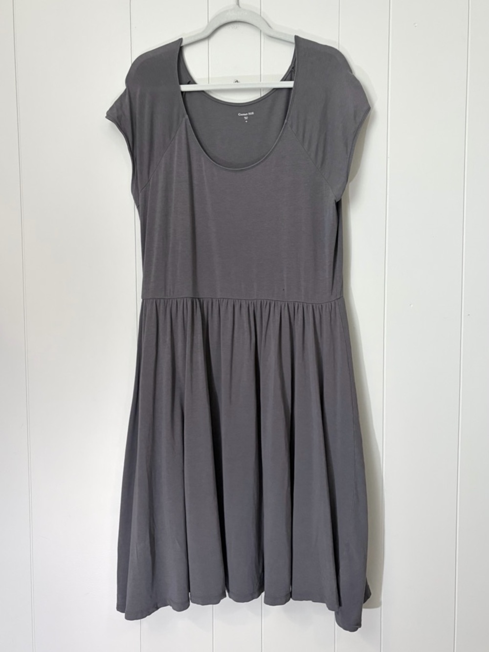 Garnet Hill Jersey Dress Cotton Blend Scoop Neck Gray Size 16
